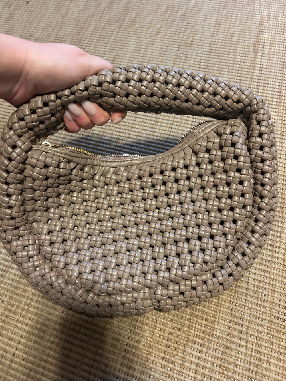 Sincerely Jules Woven Hobo Bag in Taupe